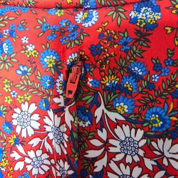 Vintage 60s 70s Red Prairie Floral Bohemian Dream Dress - Picture 5 of 16